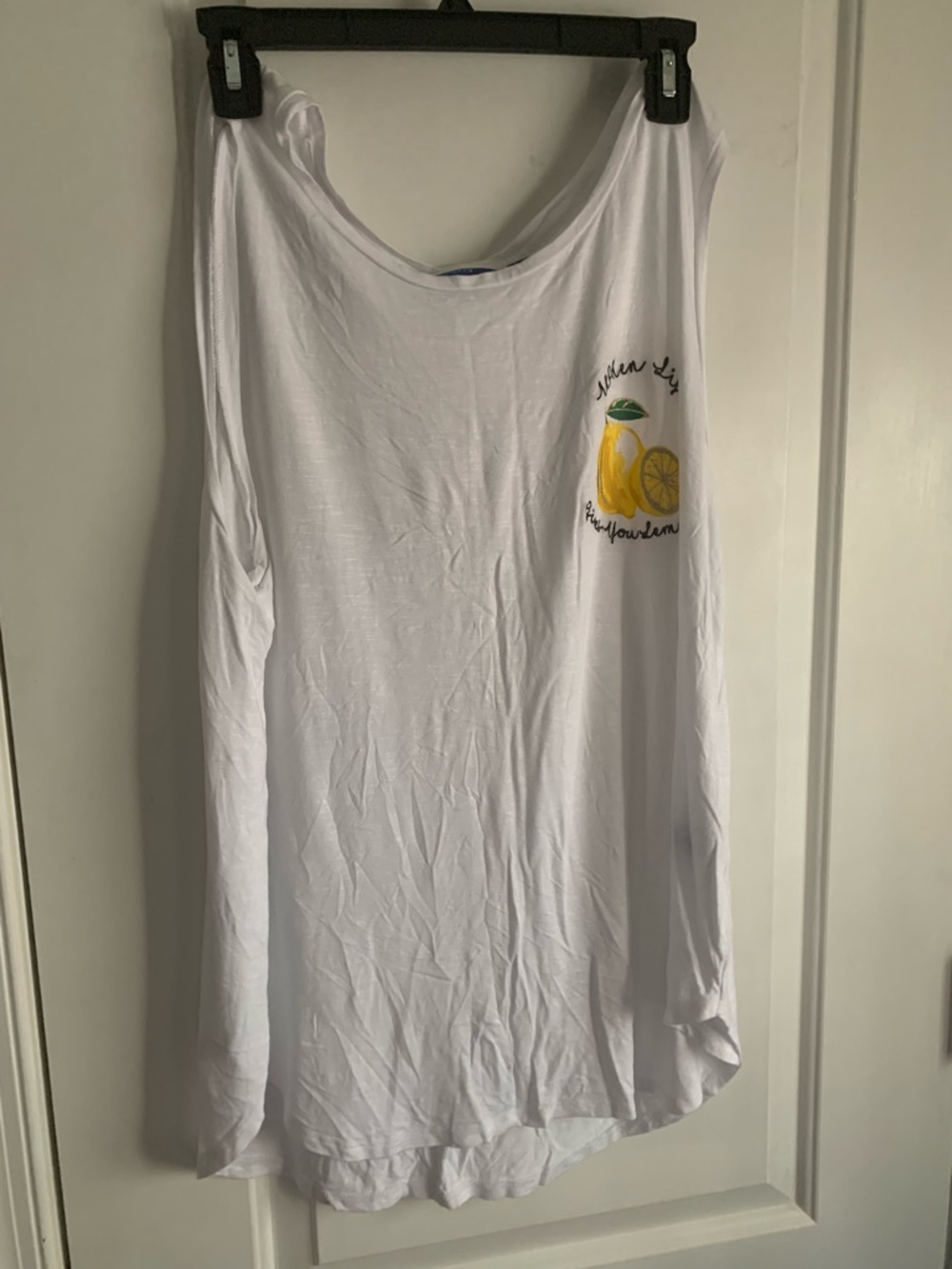 Apt. 9 White Muscle Tee with Lemon Graphic